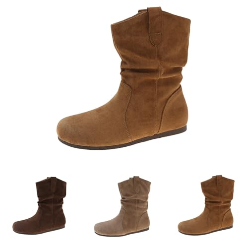 Wildleder Stiefel Damen Flach - Stiefeletten Damen Herbst Ohne Absatz Winterstiefel Kurzschaft Cowboystiefel Rundzehe Schlupfstiefel Weich Bequem Damenstiefel Wadenhoch Westernstiefel Wildleder Stiefel Damen Flach - Stiefeletten Damen Herbst Ohne Absatz Winterstiefel Kurzschaft Cowboystiefel Rundzehe Schlupfstiefel Weich Bequem Damenstiefel Wadenhoch Westernstiefel von Generic