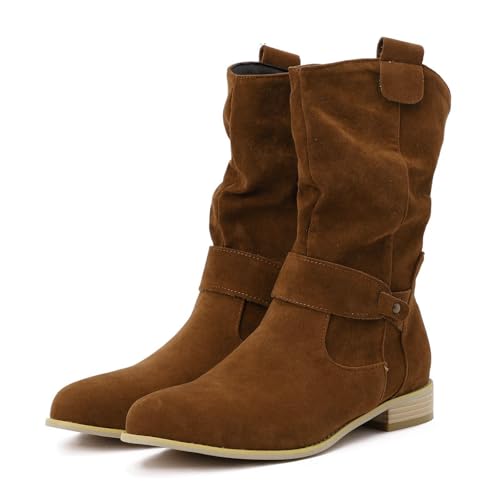 Wildleder Stiefeletten Damen Halbstiefel: Ankle Boots Wildleder Mit Absatz Stiefel Spitz Winterstiefel Westernstiefel Elegant Cowboystiefel Kurzstiefel Herbststiefelette Weitschaft 37-42 von Generic