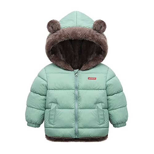 Winddichter Mantel für Kleinkinder Kleinkind Jungen Wintermantel Bärenohren Mit Kapuze Mit Taschenjacke Zweiseitig Tragen Fleece Verdicken Winddicht Reißverschluss Warme (Green, 2-3 Years) von Generic