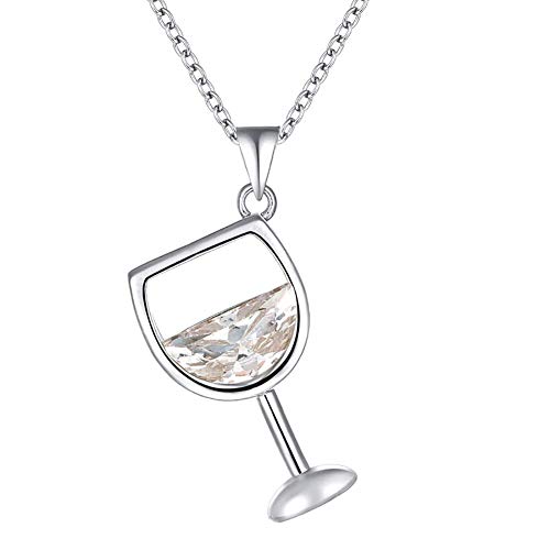 Wine Glass Pendant Cubic Zirconia Long Chain Necklace Jewellery White Gold Useful and Practical von Generic