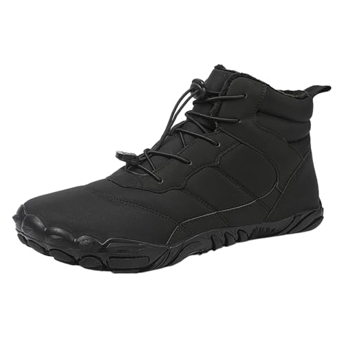 Winter Barfußschuhe Warm Gefüttert Winterschuhe für Damen Herren, Gefüttert Winterschuhe Damen Wasserdicht Winter Warm Winterstiefel Outdoor rutschfeste Stiefel Boots Schuhe (Black, 42) von Generic
