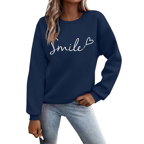 Pullover Damen Oversized Solid Colour Sweatshirt Ohne Kapuze Mode Freizeit Winterpullover Langarm Elegant Kapuzenpullover Herbst Outdoor Sport Oberteile von Generic