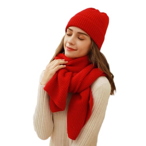 Winter Damen Mütze Schal Handschuhe Set - Kapuzenschal Warme Stirnband Und Schal von Generic