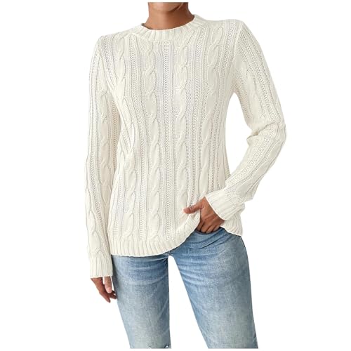 Winter Damen Strickpullover Elegance Warme Feinstrickpullover Einfarbig | Mode-Muster Lässig Thermo Pullover Langarm Lockere Passform Strickpullover Basic Stilvoller Pulli von Generic