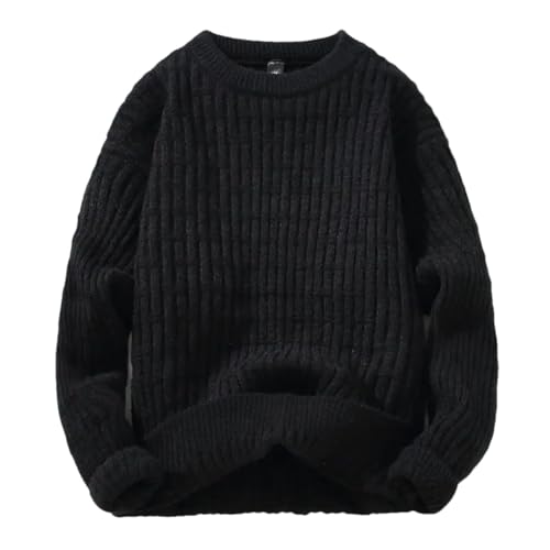 Winter Dicke Warme Pullover Japan Stil Gestrickt Crewneck Pullover Männer Casual Pullover Pullover, Schwarz , XX-Large von Generic