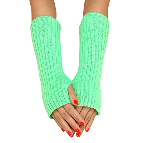 Winter Gestrickte Handschuhe für Damen Lang Handwärmer Stulpen Fingerlose Armstulpen Warm Strick Handschuhe Armwärmer Stulpen für Damen Pluswärmer Fingerlose Halbfinger Handschuhe (A, One Size) von Generic