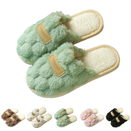 Winter Hausschuhe für Damen Plüsch Pantoffeln Memory Foam Leichte Hausschlappen Warme Bequeme Hüttenschuhe Flauschige Schlappen Gefütterte Latschen Flache Slippers Filzpantoffeln von Generic