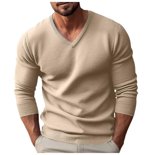 Winter Herren Strickwaren V-Ausschnitt Schmaler Langarmpullover Herren Kapuzen Fleece Herren Strick Fleece von Generic