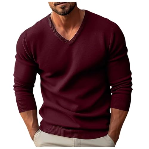 Winter Herren Strickwaren V-Ausschnitt Schmaler Langarmpullover Herren Kapuzen Fleece Jacken Herren Fell von Generic