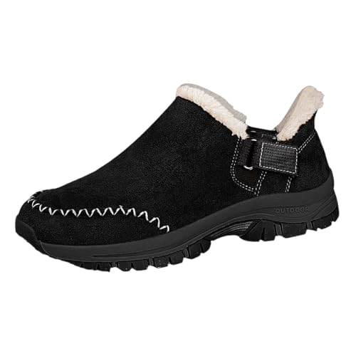 Winter Indoor Warme Schuhe Outdoor Schneestiefel Low Top Leichte Fleece Gefüttert (Black, 40) von Generic