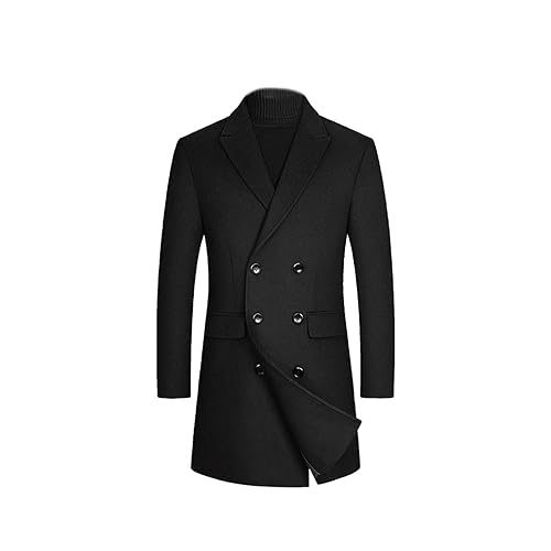 Winter Männer Einfarbig Woolen Trenchcoat Dicke Warme Lange Wolle Mantel Männlich Plus Größe Jacke von Generic