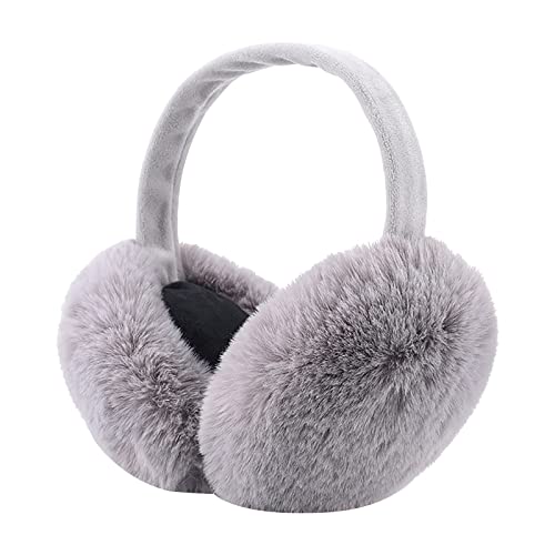 Winter Ohrenschützer Damen Plüsch Faltbare&Verstellbar Ohrenwärmer Mode Kunstpelz Weich Ohrenschutz Ear Muffs Ear Warmers for Damen (01 Grau, Einheitsgröße) von Generic