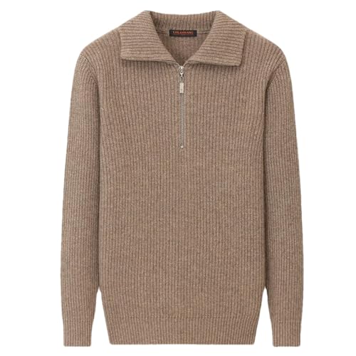 Winter-Pullover für Herren, verdickt, 100 % massives Kaschmir, mit Reißverschluss, Revers, Blume, Khaki, 9, 5X-Large Winter-Pullover für Herren, verdickt, 100 % massives Kaschmir, mit Reißverschluss, Revers, Blume, Khaki, 9, 5X-Large von Generic