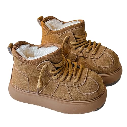 Winter Schneestiefel Mädchen Jungen Warme Winterstiefel mit Fleece Gefüttert Freizeitschuhe rutschfeste Stiefel Outdoor Kinderstiefel Barfußschuhe Winterschuhe (Coffee, 29) von Generic