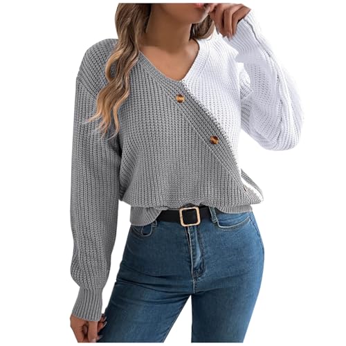 Winter Strickpullover Für Frauen Lockere Passform Warme Thermo Pullover Lässig Langarm Strickpullover Elegance Basic Pulli Einfarbig | Mode-Muster Stilvoller Feinstrickpullover von Generic