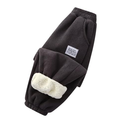 Winter Warm Cordhose für Mädchen Jungen Fleece Gefüttert Jogginghose Dicke Warm Winter Lange Hose Thermohose Outdoorhose Freizeithose Wanderhose Für 4-9 Jahre (Grey, 4-5 Years) von Generic