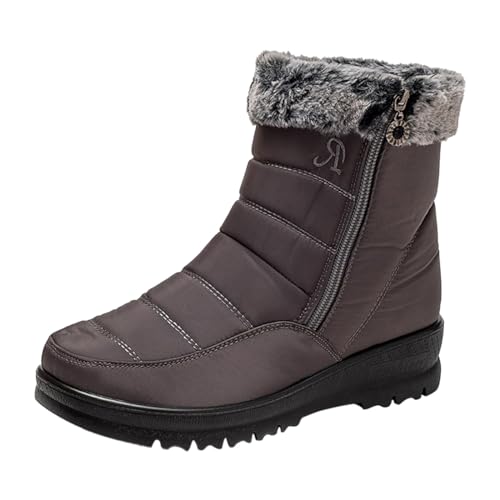 Winterboots Damen Gefüttert - Schneeboots Damen Wasserdicht Halbstiefel Mit Seitlichem Reißverschluss rutschfest Skischuhe Warme Winterschuhe Orthopädische Wanderschuhe Plateau Stiefeletten von Generic