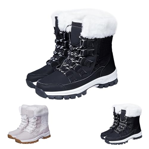 Winterboots Damen Gefüttert - Schneestiefel Damen rutschfest Winterschuhe Leicht Hoch Wanderstiefel Schnürsenkel Halbstiefel Orthopädische Winterstiefel Wasserdicht Skischuhe Thermostiefel von Generic