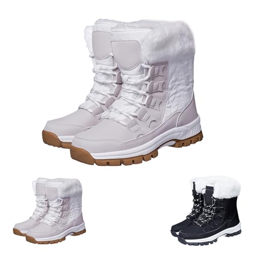 Winterboots Damen Gefüttert - Schneestiefel Damen rutschfest Winterschuhe Leicht Hoch Wanderstiefel Schnürsenkel Halbstiefel Orthopädische Winterstiefel Wasserdicht Skischuhe Thermostiefel von Generic