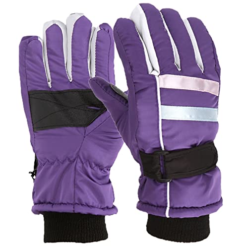 Winterhandschuhe für Kinder Jungen Mädchen Winddichte Skihandschuhe für 7-12 Jahre Warme Handschuhe Winterhandschuhe Kinderhandschuhe Skifahren Wandern Radfahren Winter (02 Lila, 7-12 Jahre) von Generic