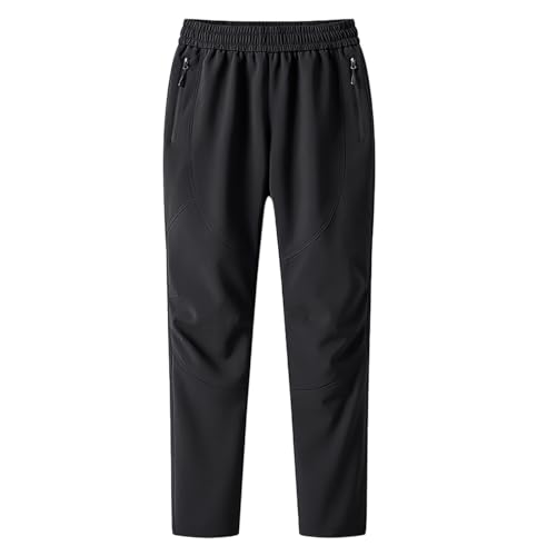 Winterhose Damen Wasserdicht Thermofleece - Regenhose Mit Gummizug Gefüttert Thermohose Gerades Bein Wanderhose Große Größe Softshellhose Einfarbig Freizeithose Oversized Outdoorhose von Generic