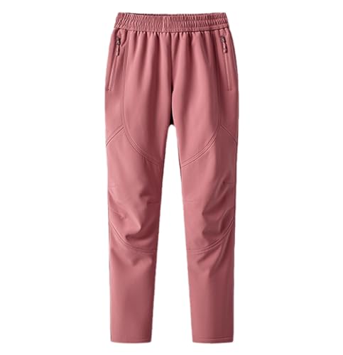 Winterhose Damen Wasserdicht Thermofleece - Regenhose Mit Gummizug Gefüttert Thermohose Gerades Bein Wanderhose Große Größe Softshellhose Einfarbig Freizeithose Oversized Outdoorhose von Generic