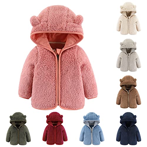 Winterjacke Baby Junge Fleecejacke Kinder Mädchen Bärenohren Hoodie Sweatjacke mit Kapuze Übergangsjacke Teddyjacke Baby Kapuzenjacke Winterjacke Mädchen von Generic