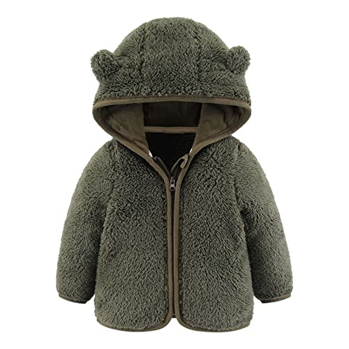 Winterjacke Baby Junge Fleecejacke Kinder Mädchen Bärenohren Hoodie Sweatjacke mit Kapuze Übergangsjacke Teddyjacke Baby Kapuzenjacke Winterjacke Mädchen von Generic