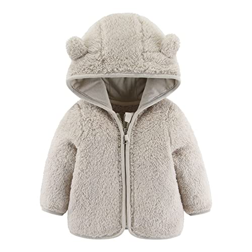 Winterjacke Baby Junge Fleecejacke Kinder Mädchen Bärenohren Hoodie Sweatjacke mit Kapuze Übergangsjacke Teddyjacke Baby Kapuzenjacke Winterjacke Mädchen von Generic