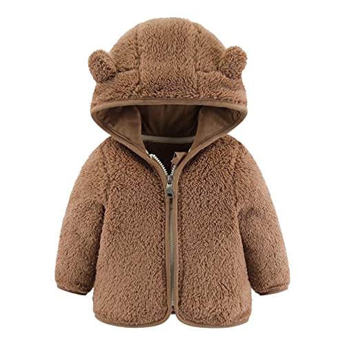Winterjacke Baby Junge Fleecejacke Kinder Mädchen Bärenohren Hoodie Sweatjacke mit Kapuze Übergangsjacke Teddyjacke Baby Kapuzenjacke Winterjacke Mädchen von Generic