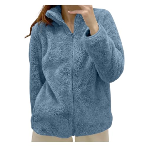 Winterjacke Damen, Fleecejacke Damen Teddy Fleece Jacke Mit BäR Ohren Full Zip Kapuzenpullover Winter Warm Plüschjacke Lose Hoodies Einfarbig Flauschig Fleecejacke Fleecemantel von Generic