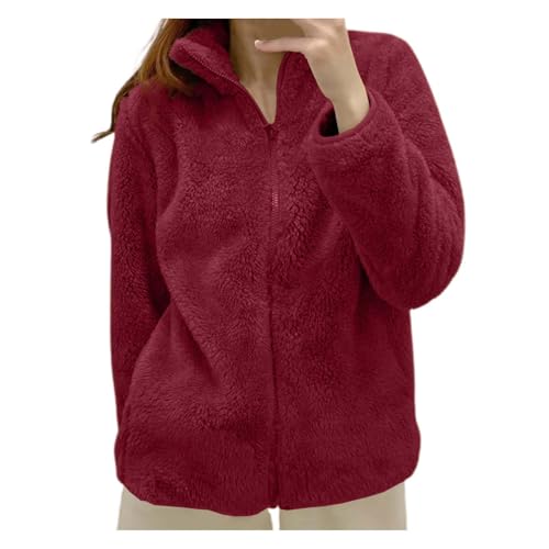 Winterjacke Damen, Fleecejacke Damen Teddy Fleece Jacke Mit BäR Ohren Full Zip Kapuzenpullover Winter Warm Plüschjacke Lose Hoodies Einfarbig Flauschig Fleecejacke Fleecemantel von Generic