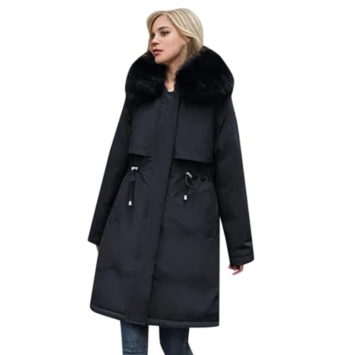 Winterjacke Damen, Wintermantel Damen Lang Warm Winterjacke Winterparka Jacke Kunstfellkragen Steppjacke Winter Verdickte Warme Ubergangsjacke Frauen Langer Parka Mantel Outdoorjacke von Generic