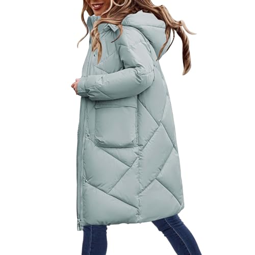 Winterjacke Damen, Wintermantel Damen Lang Warm Winterparka Jacke Daunenjacke mit Kapuzen Grosse Grössen Winterjacke Steppjacke Winter Verdickte Warme Outdoorjacke Daunenmantel Pufferjacke von Generic