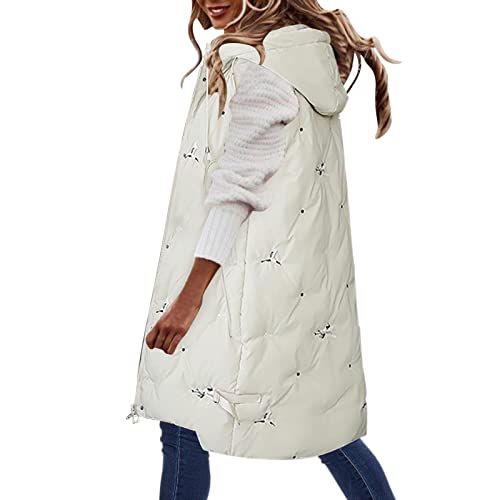 Winterjacke Damen,Lang Jacke Weste Damen Daunenweste mit Kapuze Winter Warm Winterjacke Ärmellose Leichte Steppweste Lange Winterweste Mäntel Daunenmantel Daunenjacke Frauen Softshelljacke von Generic