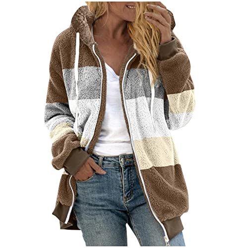 Winterjacke Damen,Outdoorjacken Mantel Mit Gürtel Nachhaltige Winterjacken Sportswear Jacke Winterjacken Reduziert Wasserdichter Wintermantel Norweger Jacken Us Jacken Militärjacke(Braun,XXL) von Generic