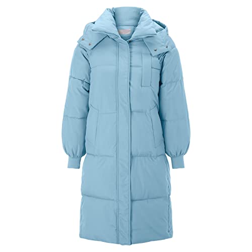 Winterjacke Damen Baumwolljacke Winter Lang Knielang Unten Locker Verdickt Kapuze Jacke Parka Lange Stepp Mantel Steppmantel Steppjacke Wintermantel Langejacke (Hellblau,L) von Generic