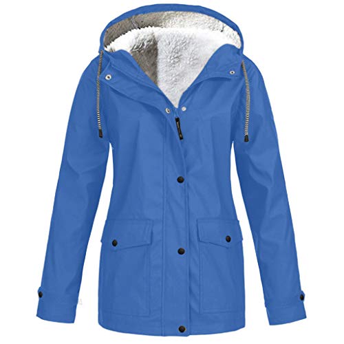 Winterjacke Damen Fleecejacke Regenmantel Kapuzenjacke mit Zip Winterjacke Lang Sweatjacke Warme Plüschjacke Outdoor Jacken Fahrradjacke Regenjacken Windjacke Wanderjacke Regenponcho Große Größe von Generic