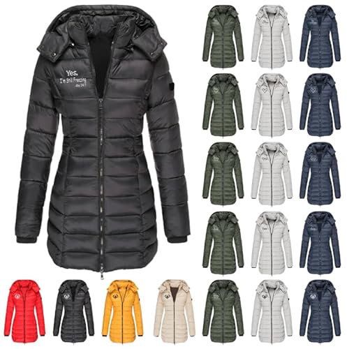 Winterjacke Damen Lang Steppjacke Warmer Gefüttert Fleece Daunenjacke Mit Kapuze Winddicht Outdoorjacke Große Größen Damenmantel Winter Parka Jacke Langarm Wintermantel Fleecejacke Die Discounter von Generic