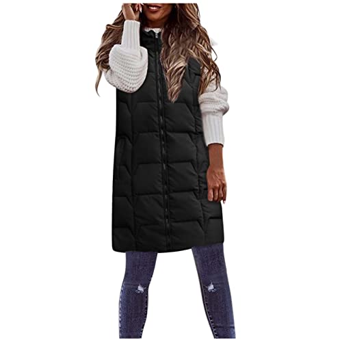 Winterjacke Damen Lang Steppweste mit Kapuze Winter Warme Daunenweste Ärmellose Lässiges Einfarbig Kapuzenweste Lose Outdoorjacke Mantel Lang Weste mit Taschen Winddicht Outwear Winterjacke Damen Lang Steppweste mit Kapuze Winter Warme Daunenweste Ärmellose Lässiges Einfarbig Kapuzenweste Lose Outdoorjacke Mantel Lang Weste mit Taschen Winddicht Outwear von Generic