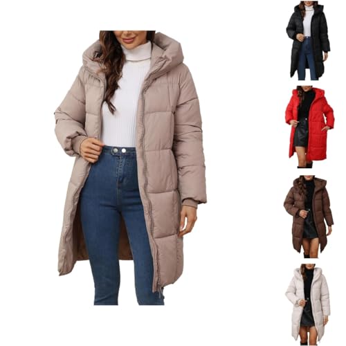 Winterjacke Damen Sale Damen Winterjacke Steppmantel lang gesteppter Mantel Winter Damen Mantel Winterjacke warme Jacke Outdoorjacke mit Kapuze sportlicher S-3XL von Generic
