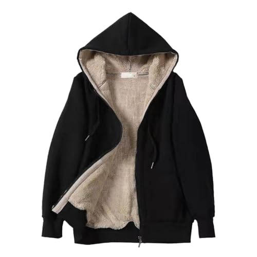 Winterjacke Damen Warm Gefüttert Fleecejacke Winter Teddyfutter Hoodie Jacke Damen Kapuzenpullover Reißverschluss Sweatjacke mit Kapuze Warme Plüschjacke Lässige Wintermantel Fleece Kapuzenjacke von Generic