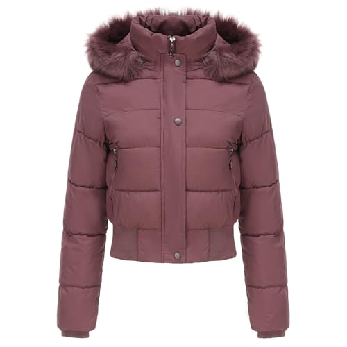 Winterjacke Damen Warm Kurz - Steppjacke Damen Mit Kapuze Übergangsjacke Warm Warm Jacke Kurzmantel Kurz Baumwolle Kapuzenjacke Mit Fellkapuze Steppjacke Wintermantel Kapuzenjacke Softshelljacke von Generic