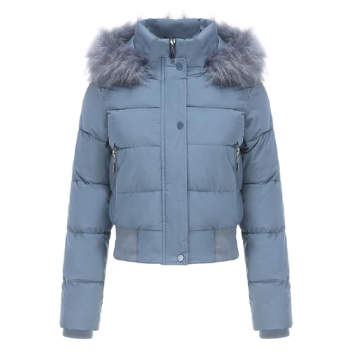 Winterjacke Damen Warm Kurz - Steppjacke Damen Mit Kapuze Übergangsjacke Warm Warm Jacke Kurzmantel Kurz Baumwolle Kapuzenjacke Mit Fellkapuze Steppjacke Wintermantel Kapuzenjacke Softshelljacke von Generic