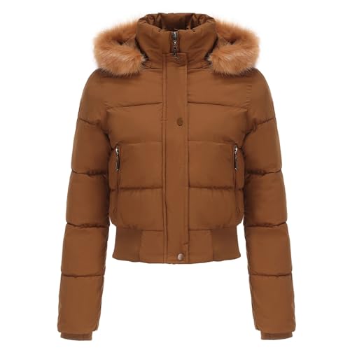 Winterjacke Damen Warm Kurz - Steppjacke Damen Mit Kapuze Übergangsjacke Warm Warm Jacke Kurzmantel Kurz Baumwolle Kapuzenjacke Mit Fellkapuze Steppjacke Wintermantel Kapuzenjacke Softshelljacke von Generic