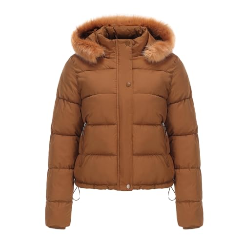 Winterjacke Damen Warm Kurz - Steppjacke Damen Mit Kapuze Übergangsjacke Warm Warm Jacke Kurzmantel Kurz Baumwolle Kapuzenjacke Mit Fellkapuze Steppjacke Wintermantel Kapuzenjacke Softshelljacke von Generic