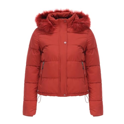 Winterjacke Damen Warm Kurz - Steppjacke Damen Mit Kapuze Übergangsjacke Warm Warm Jacke Kurzmantel Kurz Baumwolle Kapuzenjacke Mit Fellkapuze Steppjacke Wintermantel Kapuzenjacke Softshelljacke von Generic