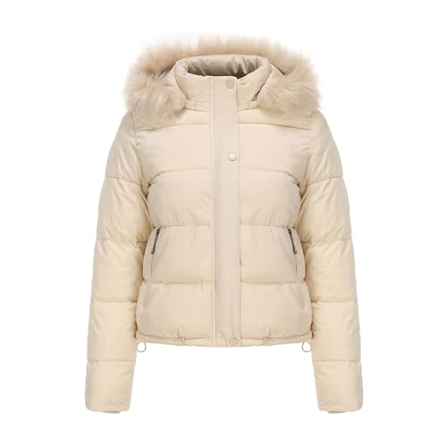 Winterjacke Damen Warm Kurz - Steppjacke Damen Mit Kapuze Übergangsjacke Warm Warm Jacke Kurzmantel Kurz Baumwolle Kapuzenjacke Mit Fellkapuze Steppjacke Wintermantel Kapuzenjacke Softshelljacke von Generic