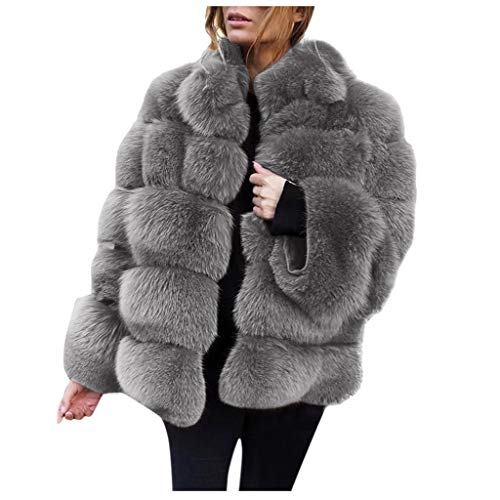 Winterjacke Damen Warm Pelzjacke Pelzmantel Stehkragen Langarm Kunstpelz Jacke Herbst Winter Elegant Steppweste Faux Fur Kunstfell Jacke Wintermantel von Generic