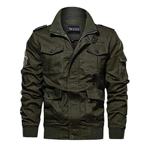 Winterjacke Herren,Herren Fleece Warm Gefüttert Cargo Jacke Winterparka Militär Jacke mit Abnehmbarer Kapuze Übergangsjacke Baumwolle Hoodies Fliegerjacke Armeejacke für Herren Outdoorjacke von Generic